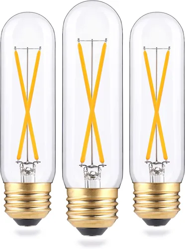 Bombillas LED tubulares regulables de 2 W, blanco cálido de 2700 K, bombilla de filamento estilo Edison, bombilla vintage T10 equivalente a 25 W,