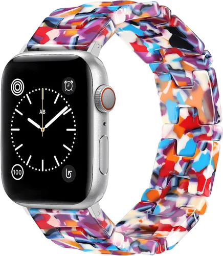 Miniatura 11 de JR.DM Pulsera elástica de resina con cuentas de tortuga para mujer, compatible con Apple Watch Band de 1.654 in (S3/2/1) 1.732 in 1.772 in 1.811 in