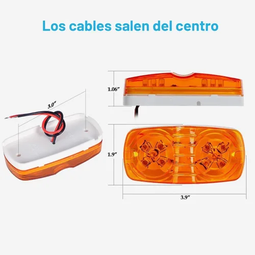 Miniatura 2 de Partsam 14 marcadores LED para remolque, luz doble Bullseye 10 diodos, luz roja clara/ámbar, [aprobado por DOT] 4 x 2 ojo de tigre/doble burbuja 12