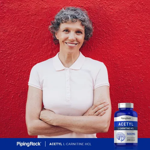 Miniatura 6 de Piping Rock Acetil L-carnitina HCL 500 mg 200 cápsulas en polvo Suplemento sin OMG, sin gluten