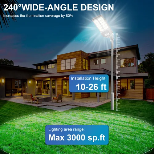 Miniatura 2 de Luces solares de calle de 6500 W impermeables para exteriores, luz solar comercial para exteriores, carga rápida, 120 luces LED solares de alto