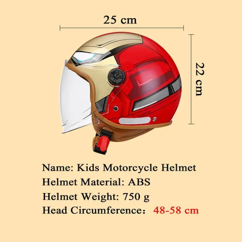 Miniatura 6 de Casco de motocicleta eléctrico retro para niños y jóvenes 3/4 medio, lindo casco de media cara abierto para niños, aprobado por DOT, casco