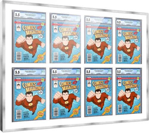 Miniatura 72 de Marco de cómic con paspartú para 8 CGC, CBCS o PGX Graded Comics - Marco de cómic blanco para cómics de 8.125 x 13 pulgadas Marco blanco