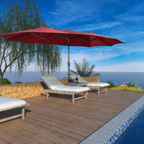 Miniatura 6 de Boyel Living Sombrilla de patio de 15 pies con base incluida, sombrilla de doble cara para exteriores, sombrilla extragrande para patio Rojo