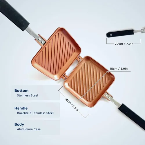 Miniatura 7 de Jean-Patrique Toastie Maker - Prensa de panini de cerámica de cobre - Máquina de queso a la parrilla antiadherente - Sandwichera tostada