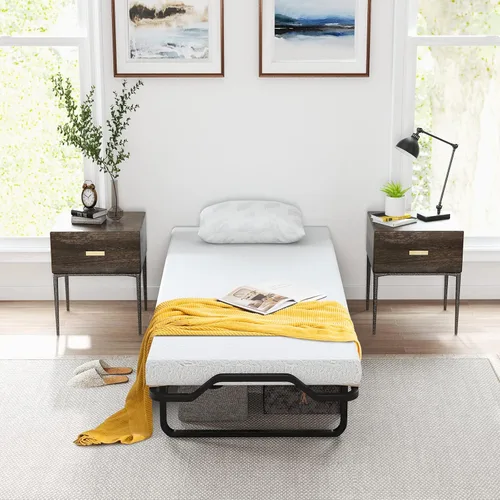 Miniatura 4 de KOMFOTT Cama plegable con colchón de espuma viscoelástica de 4 pulgadas, cama plegable para invitados con marco de acero resistente, cuna portátil