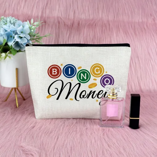 Miniatura 7 de Sfodiary Bolsa de regalo para amantes de los juegos de bingo - Bolsa de cosméticos para amantes del casino para mujeres Bingo Player, White-Bingo