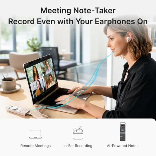 Miniatura 2 de HiDock Grabadora de voz AI P1 funciona con auriculares Bluetooth: Grabadora de voz inteligente BlueCatch Tech con reproducción Transcriptor AI