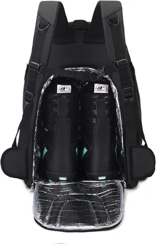 Miniatura 5 de Octsky Bolsa para botas de esquí, mochila de viaje para botas de esquí de 50 litros, bolsa de snowboard para casco de esquí, gafas, guantes, esquís
