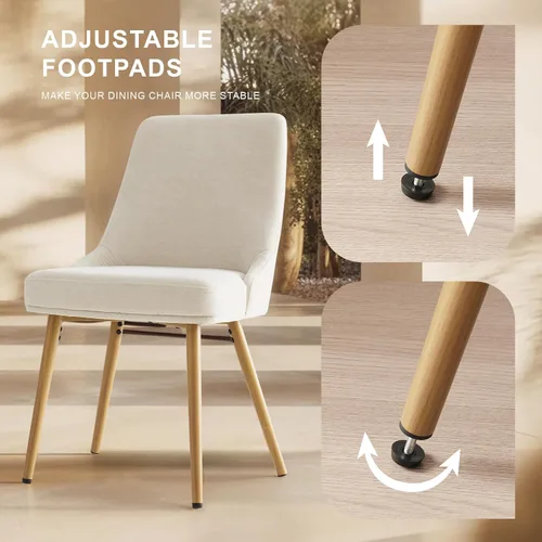 Miniatura 5 de kinmars Juego de 2 sillas de comedor tapizadas modernas con cojín de asiento grueso y respaldo curvo, silla de comedor de tela para cocina, comedor