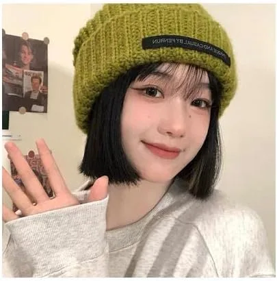 Miniatura 3 de Y2k Gorro de invierno para mujer, gorro de punto grueso, cálido, grueso, estético, para clima frío