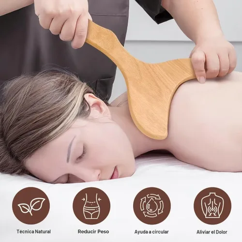 Miniatura 5 de JUANWAN Juego de herramientas de masaje de terapia de madera 10 en 1 Gua Sha Masajeador de madera para moldeo corporal Juego de herramientas