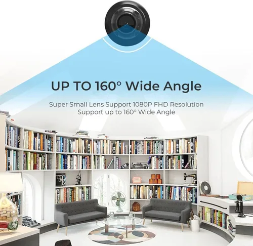 Miniatura 7 de Mini cámara WiFi HD 1080P – Visión nocturna incluida, detección de movimiento, monitoreo remoto de 160°, micro monitor de gran angular, cámara
