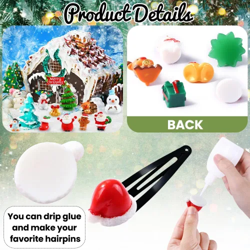 Miniatura 7 de DIYDEC 32 piezas de figuras en miniatura de Navidad, mini figuras de resina para esconder pequeños adornos de resina de Papá Noel, muñeco de nieve