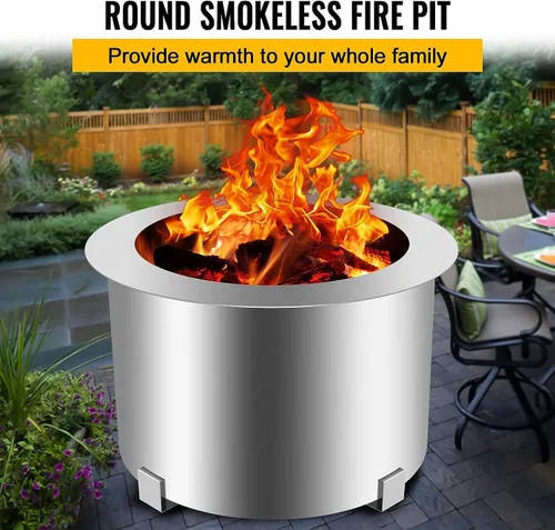 Miniatura 6 de Estufa de fogata para exteriores sin humo de 21.5 a 28.5 pulgadas, parrilla de madera para exteriores de acero inoxidable, plateado, 21.5 pulgadas