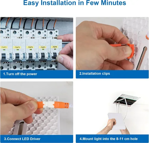 Miniatura 7 de DELIPOP Paquete de 6 luces LED empotrables cuadradas de 4.72 pulgadas, 6500 K ultra delgada sin marco, luz de techo de panel delgado de 20 W