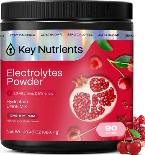 Miniatura 11 de KEY NUTRIENTS Electrolitos multivitamínicos en polvo sin azúcar - Polvo refrescante de electrolitos de limonada - Suplemento de sodio y energía