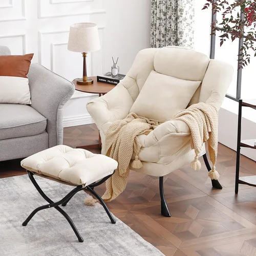 Miniatura 15 de Silla perezosa para sala de estar, silla decorativa grande negra con una almohada, juego de sofá de ocio, cómoda silla de lectura para dormitorio