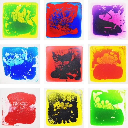 Edusense Azulejos líquidos sensoriales para autismo, tapetes de juego de actividades para niños, sala de aprendizaje temprano sensorial, azulejos
