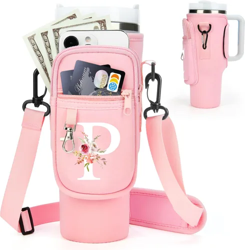 Miniatura 60 de Initial Water Bottle Holder with Strap for Stanley Cup Accessories 40 oz/Simple Modern Tumbler, Birthdays for Women Girls, Water Bottle Carrier Bag