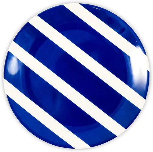 Miniatura 7 de Camco Juego de vajilla de melamina de 12 piezas - Presenta diseño náutico azul y blanco - Incluye 4 cuencos, 4 platos de ensalada y 4 platos llanos
