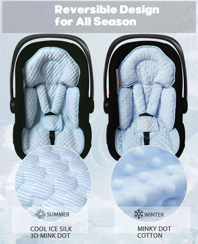 Miniatura 4 de Inserto reversible para asiento de coche para bebé, almohada de apoyo para cabeza y cuerpo de 2 en 1 para recién nacidos y niños pequeños, cojín