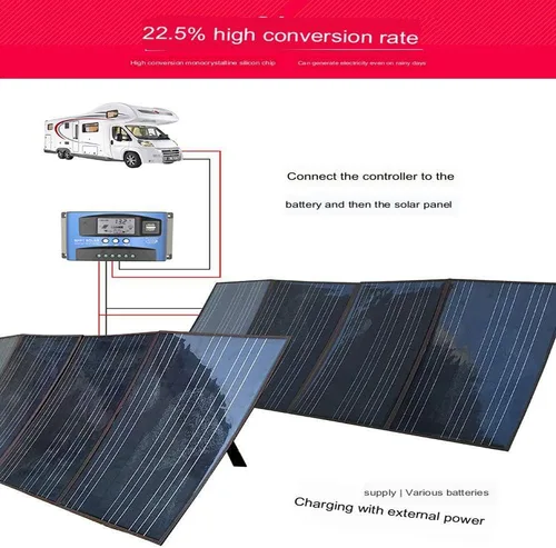 Miniatura 6 de Panel solar portátil plegable de 400 W, panel de silicona monocristalino, impermeable, con cable de alimentación, adecuado para familias de viajes