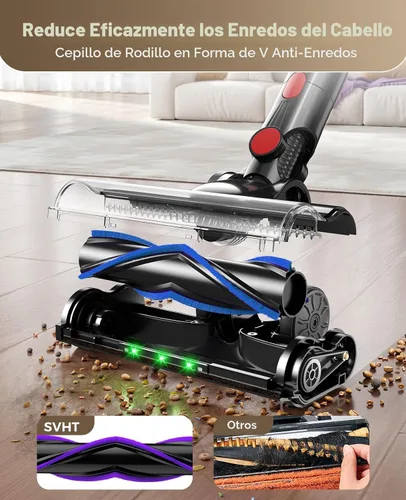 Miniatura 7 de Aspiradora Inalámbrica, Aspiradoras de 450W 40KPA para el Hogar, Aspiradora de Varilla Ligera de 45 Minutos con Tecnología Avanzada de Luz Verde