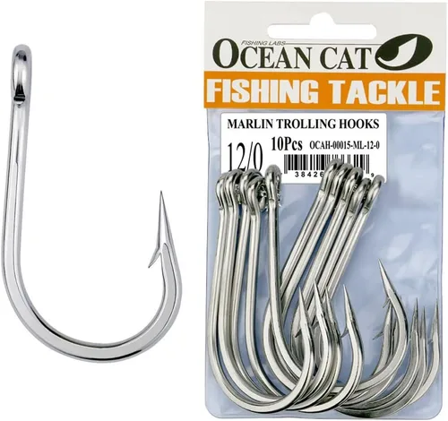 Miniatura 5 de OCEAN CAT Marlin - Gancho de arrastre de acero inoxidable con púas de punto de compensación de pulpo, círculo, anzuelos de pesca, aparejos de pesca