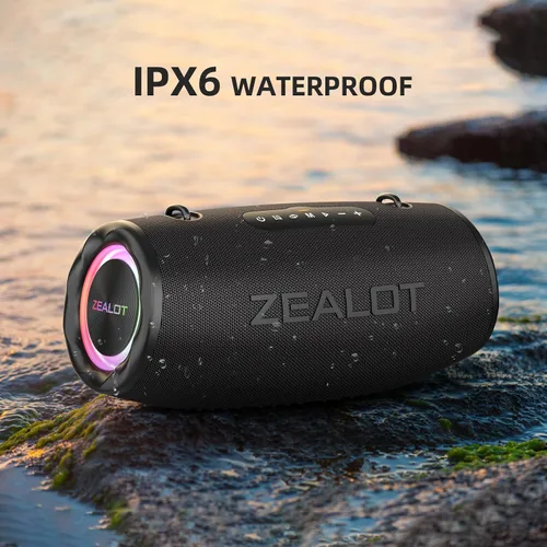 Miniatura 2 de ZEALOT Altavoz Bluetooth portátil de 80 W RMS (pico de 100 W), sonido estéreo con graves profundos, IPX6 impermeable, luz LED, Bluetooth 5.2