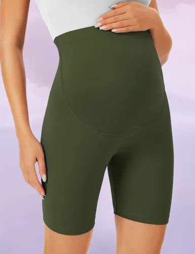 Miniatura 6 de BONVIGOR Pantalones cortos de maternidad sobre el vientre, para entrenamiento, yoga, atlético, embarazo, pantalones cortos de descanso