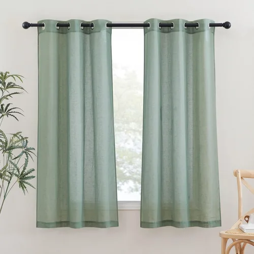 Miniatura 203 de NICETOWN Cortinas de lino traslúcidas con textura de lino de 84 pulgadas de largo, con ojales semitraslúcidos, tratamientos de ventana, privacidad