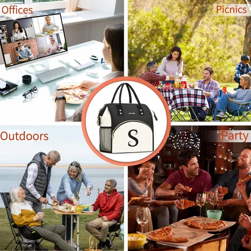 Miniatura 7 de Bolsa de almuerzo personalizada para mujer, elegante, reutilizable, aislada, con iniciales, para amiga, grande, de apertura ancha, resistente al
