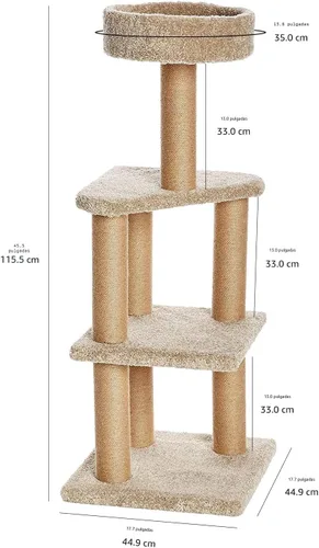 Miniatura 2 de Amazon Basics Torre de actividades de escalada para interiores con postes rascadores, grande, 17.7 x 45.9 pulgadas, beige