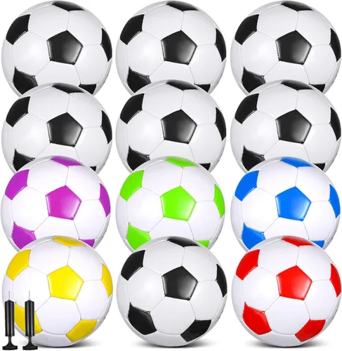 Miniatura 8 de Seenelling Balón de fútbol a granel con operación de bomba, tamaño 5 para deportes exteriores, bola cosida a máquina, suministros de donación