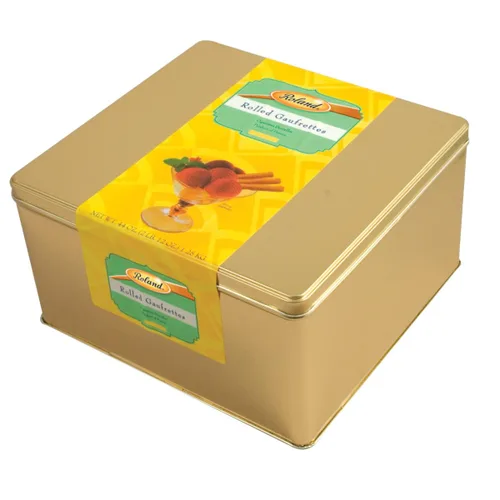 Roland Foods Galletas de Gaufrettes enrolladas, alimentos importados especiales, lata de 44 onzas, paquete de 1