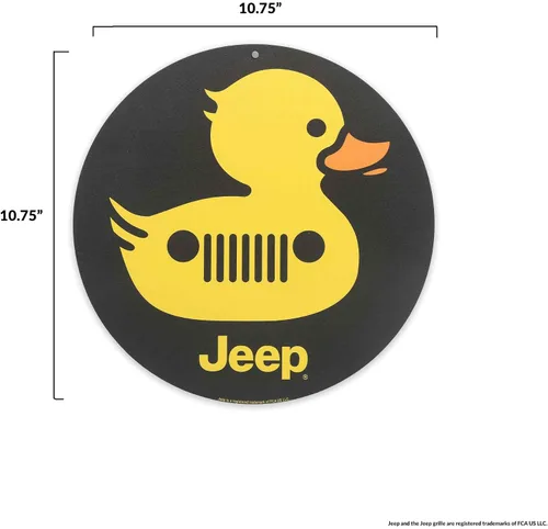 Miniatura 6 de Señal de metal de pato de parrilla de Jeep - Divertido adorno de pared de pato de Jeep para garaje, taller o cueva del hombre Amarillo
