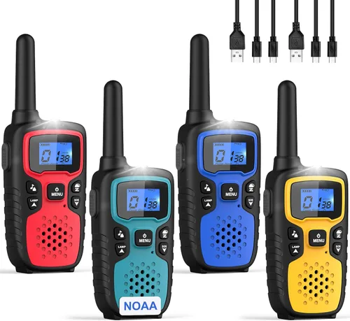 Miniatura 13 de Walkie Talkies Wishouse para adultos de largo alcance - recargables, 4 paquetes de radios de 2 vías, accesorios para senderismo