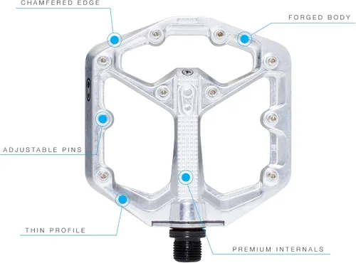 Miniatura 3 de Crankbrothers Stamp Pedales Planos MTB - Pedales de Bicicleta Ligeros, Versátiles y Duraderos de Tamaño Específico plateado (High Polish Silver)