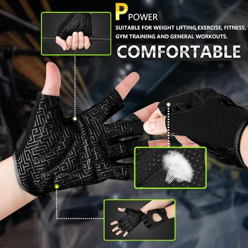 Miniatura 5 de MOREOK Workout Gloves for Men/Women- [3/4 Finger] [Curved Open Back] Weight Lifting Gloves Gym Gloves for Weightlifting,Exercise,Training,Pull