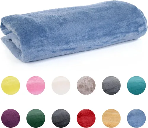 Mintra Home Manta – Super suave, 100% poliéster (azul claro, 87 x 87 pulgadas (XL)) manta ligera y cálida de forro polar, funda de cama, funda de