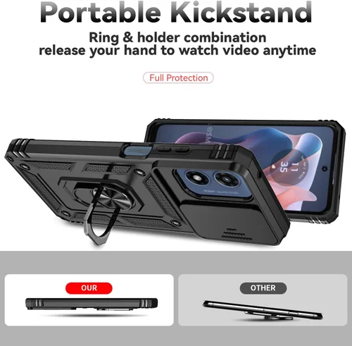 Miniatura 7 de Funda para teléfono SunStory para Motorola Moto G Play 2024 con protector de pantalla HD y cubierta deslizante para la cámara y soporte con patas