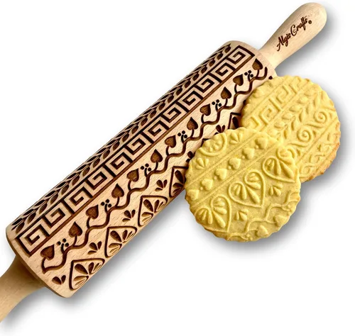 Miniatura 12 de Rodillo en relieve BEEHIVE. Rodillo de masa grabado con láser para galletas caseras y cerámica por Algis Crafts