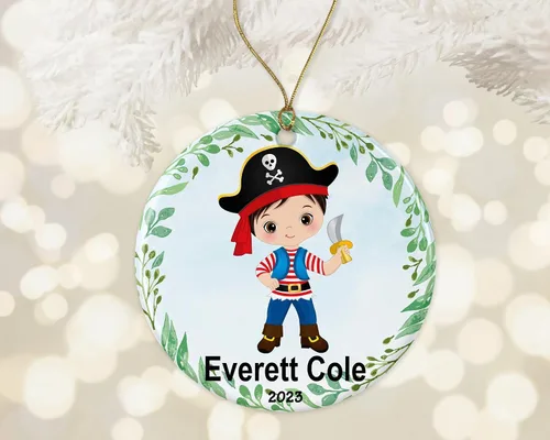 Adorno personalizado de niño pirata, adorno de Navidad personalizado, regalo de adorno de Navidad, adorno de Navidad 2023, adorno de Navidad para