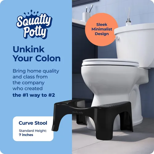 Miniatura 2 de Squatty Potty The Original - Taburete de inodoro de baño, ligero curvo con diseño elegante y moderno, negro, 7 pulgadas