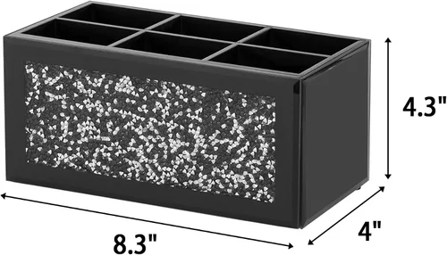 Miniatura 7 de SHYFOY Soporte de vidrio para control remoto con 6 compartimentos, caja de almacenamiento para control remoto de TV, organizador de escritorio