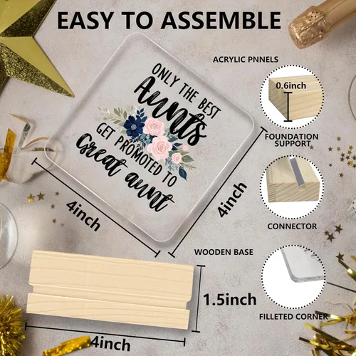 Miniatura 7 de Placa acrílica de regalo para tía, anuncio de embarazo para tía abuela, regalo de nueva tía, anuncio de bebé de gran tía, decoración de estante