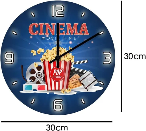 Miniatura 2 de The Geeky Days Movie Time Popcorn Filmstrip Clapboard Tickets Reloj de pared silencioso Diseño moderno Amantes de la película Decoración del hogar