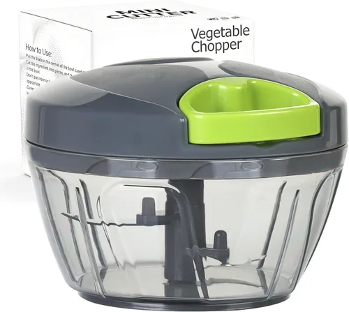 Ourokhome procesador manual de alimentos, picadora de verdura portátil a cuerda, para picar ajo, cebolla, verduras, jengibre, frutas, frutos secos,