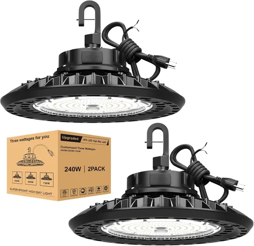 Miniatura 11 de Luces LED de alta bahía súper brillantes 150 W 22500 lm regulable AC100-277V 5000K DLC/ETL listado 6 pies con enchufe de EE. UU